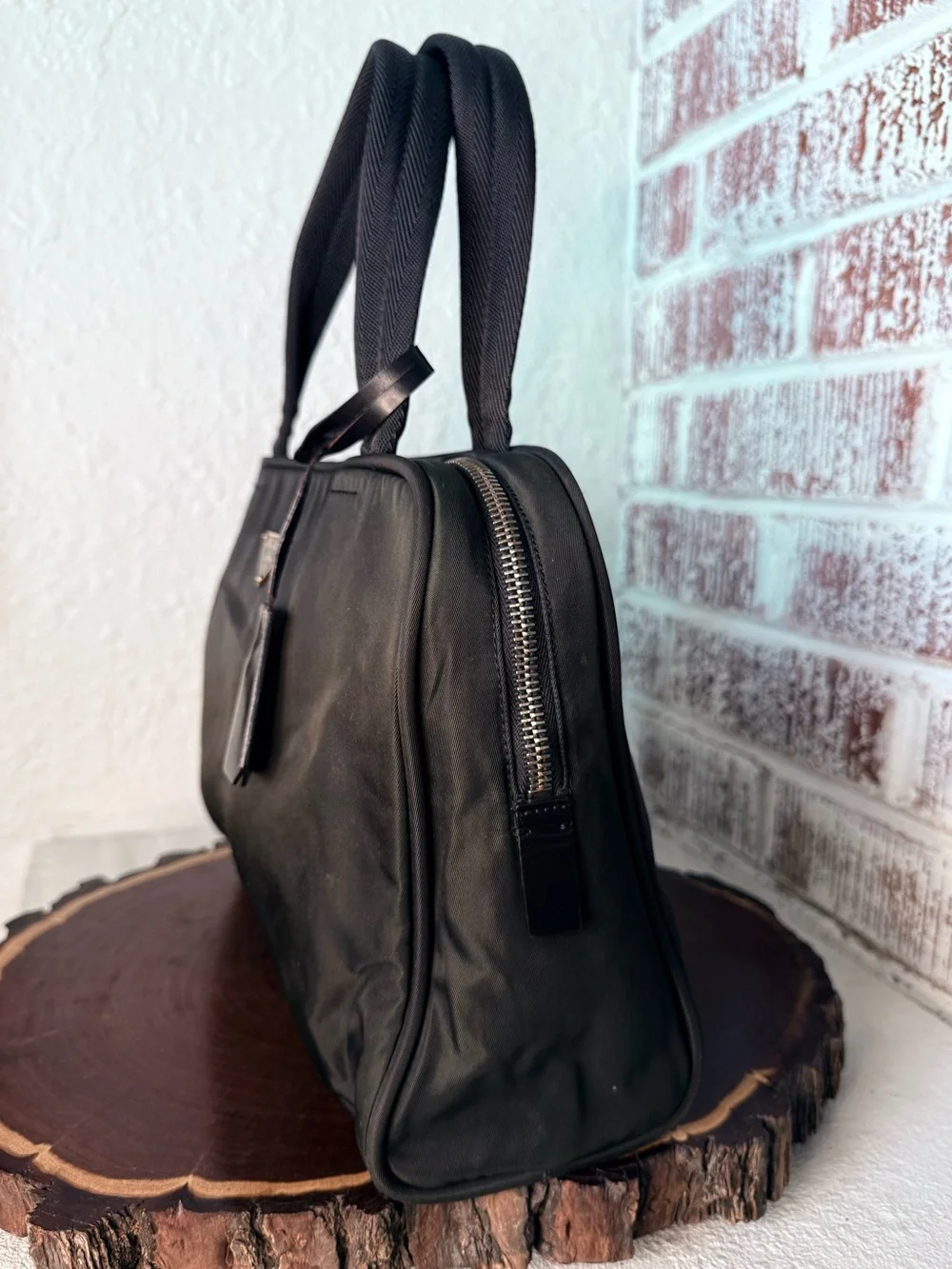 Prada  Nylon Satchel with Gold Hardware